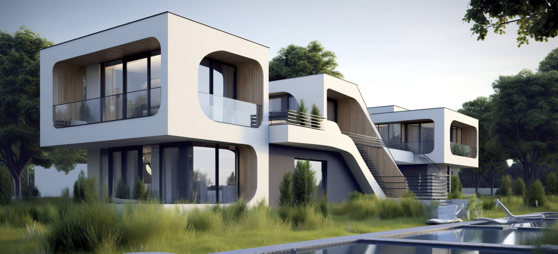 Beautiful Houses of Modern Architecture. Generative AI